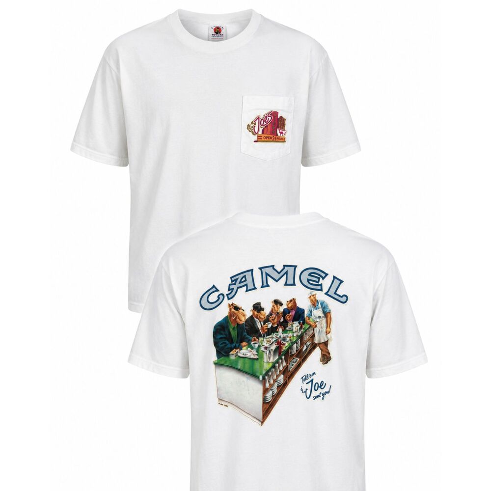 Vintage Camel Joe's Diner Graphic Pocket T-Shirt White Size Large